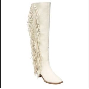 Sam & Libby Brand New Jayde White Fringe Boots